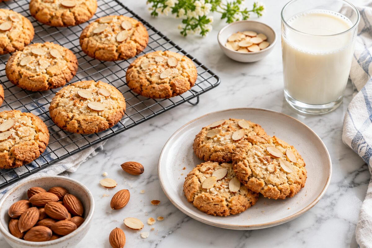 Almond flour cookies with sliced almonds